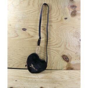 New Juicy Couture Bag Black Fluffy Crossbody Heart Love Charm Shoulder Handbag